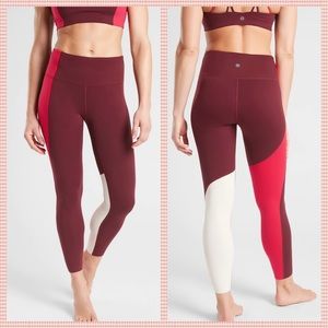 Athleta Elation Asymmetrical 7/8 Tight Garnet Red